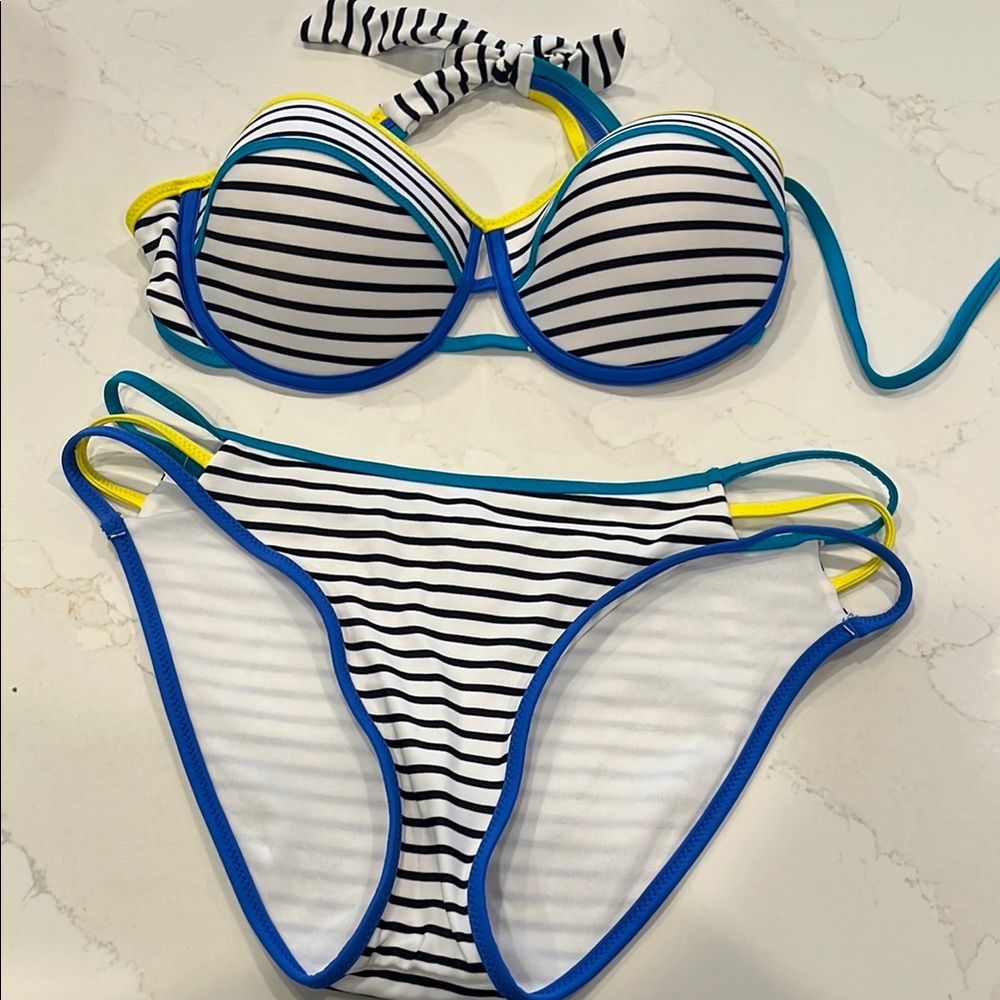 Eve's Temptation Bikini Set with Blue Trim